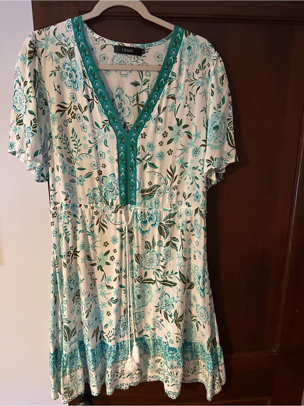 Green Floral V-Neck Women’s Dress